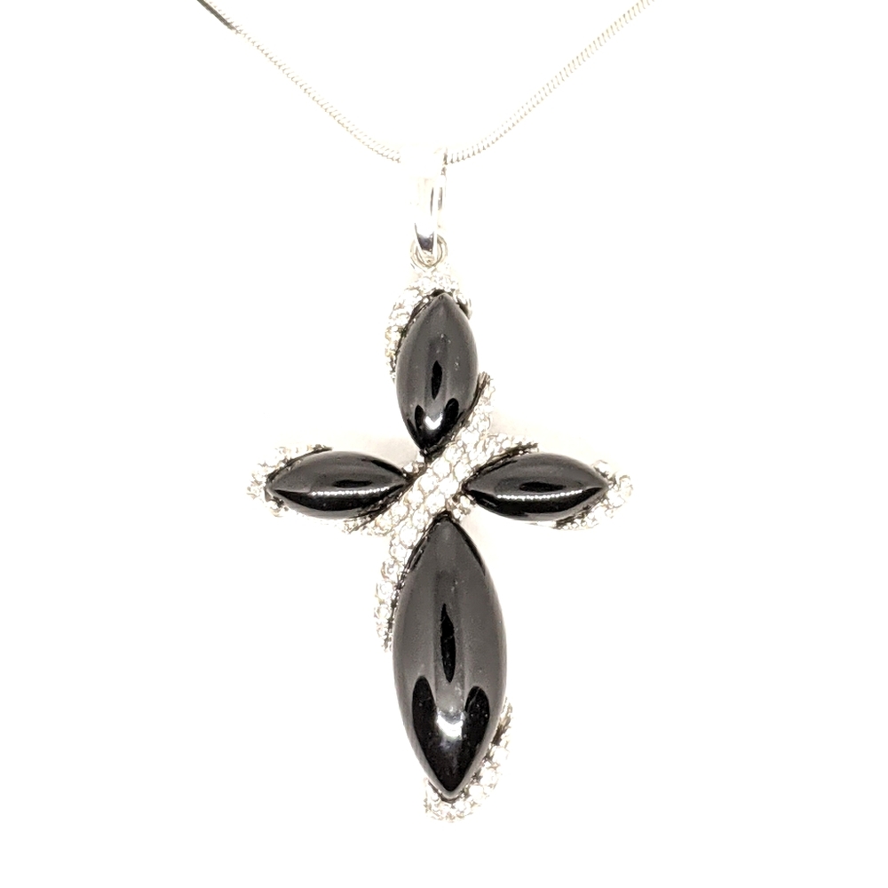 Cross necklace With Black Stone